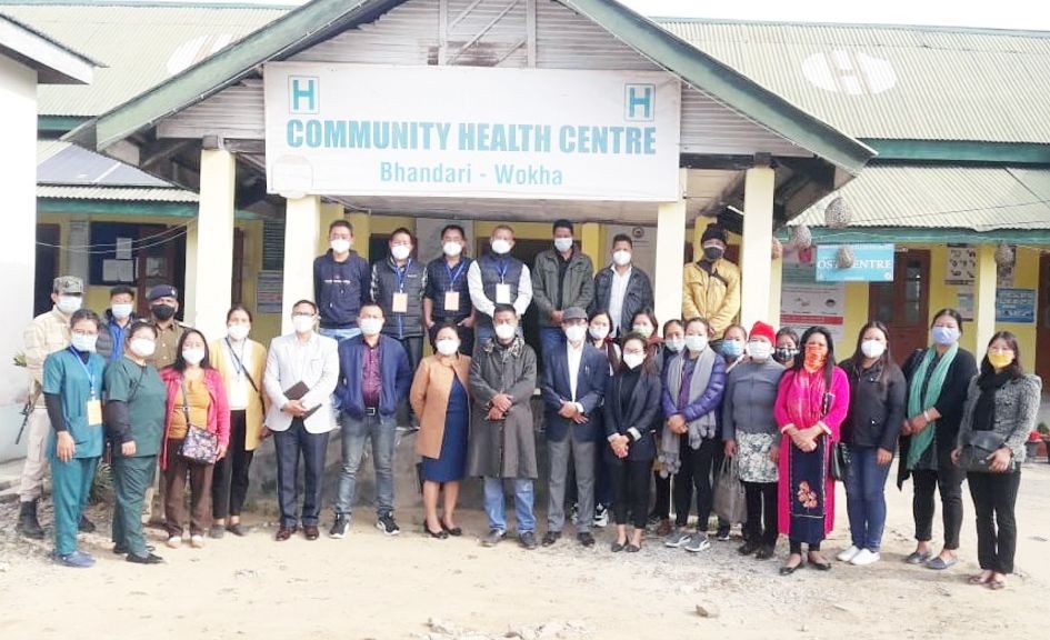 Frontline workers under Bhandari Sub-division during the launch of COVID-19 vaccination drive at the Community Health Centre, Bhandari on January 19. (DIPR Photo)